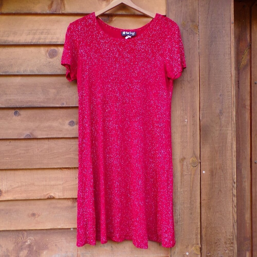 Vintage All That Jazz Glitter Sparkle Women's Red Dance, Party Stretch Dress